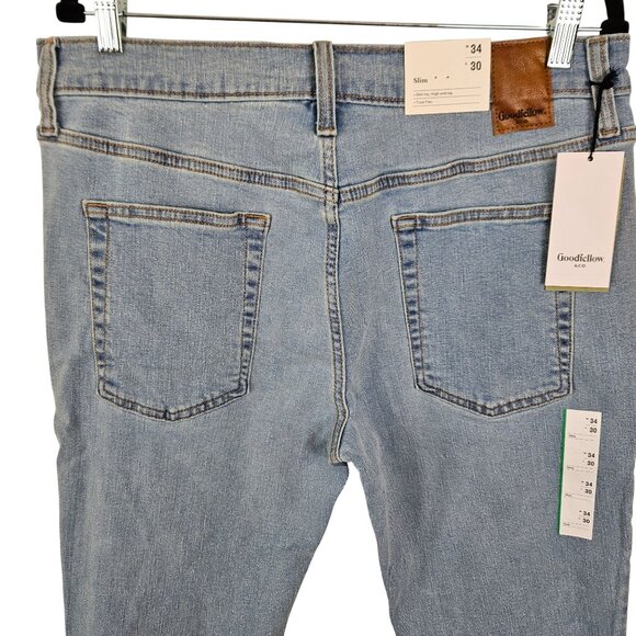 Goodfellow & Co Mens Slim Straight Fit Light Wash Denim Jeans W34 x L30 - Picture 6 of 10